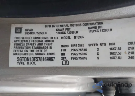 2007 Hummer H3 Suv from USA, damaged, VIN 5GTDN13E578169967